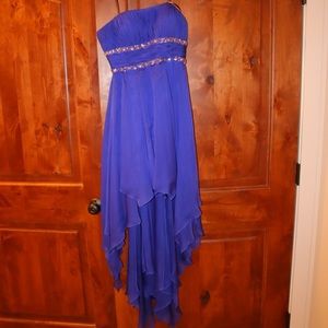 Blue strapless homecoming dress